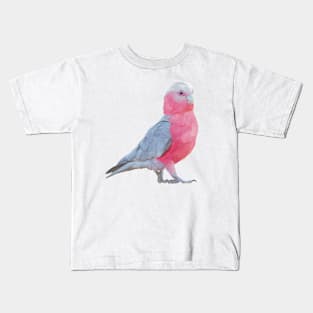 Australian Pink and Grey Galah. Strutting his stuff! Beautiful australian parrot. Original artwork Kids T-Shirt